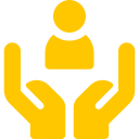 Icono de unas manos que sostienen a una persona